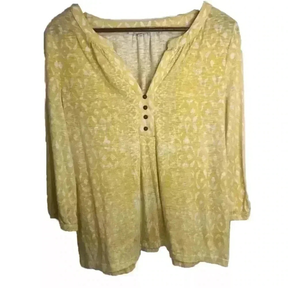 Rose + Olive Ladies Yellow and White Large Blouse 3/4 sleeves - Picture 1 of 4